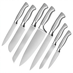 Ensemble de 7 couteaux de cuisine faits à la main, lames en acier inoxydable, étui en cuir, couteau de chef, couteau utilitaire, couteau de survie, couteaux à désosser en gros - Product Image 4