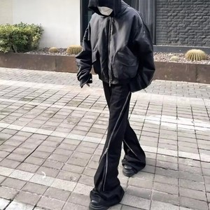 <span class=keywords><strong>Pantaloni</strong></span> da jogging larghi in cotone French Terry personalizzati, con cerniera, effetto vintage, lavaggio acido, da uomo - Product Image 2