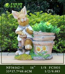 Pot de fleurs en résine <span class=keywords><strong>lapin</strong></span> de Pâques grandeur nature 16 pouces, statue de <span class=keywords><strong>lapin</strong></span> de dessin animé, jardinière animale pour ferme, parc, maison, décorations - Product Image 2