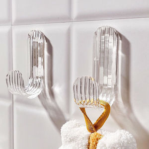 <b>Acrylic</b> Adhesive Hooks Rectangle Wall Mounted Punch Free For Bathroom Door Entryway <b>Storage</b> - Product Image 2
