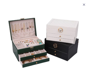 กล่องเก็บเครื่องประดับแบบพกพา กล่องใส่เครื่องประดับหนังแบบมีกระจก กล่องจัดระเบียบเครื่องประดับ - Product Image 1
