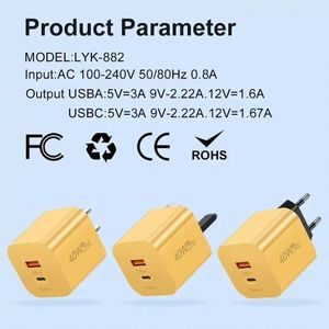 40W USB-<b>C</b> Charger PD 3.0 Fast Charging <b>Adapter</b> A+<b>C</b> Power <b>Adapter</b> US/EU/UK <b>Plug</b> <b>Type</b> <b>C</b> Mobile Phones - Product Image 6