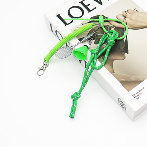 Màu Xanh Lá Cây Cầu Lông Vợt Màu Xanh Lá Cây Mùa Xuân Ngọc Trai Chuỗi Chuỗi Túi Mặt Dây Chuyền Quyến Rũ Silicone Tag <span class=keywords><strong>Keychain</strong></span> - Product Image 2