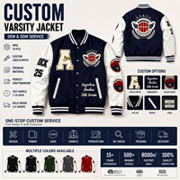 Veste universitaire personnalisée avec logo, veste bleu marine, veste de baseball personnalisée avec broderie de patchs en chenille, fabricant OEM