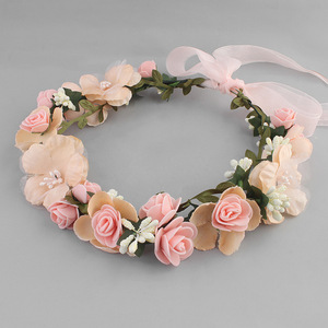 Bandeau de <span class=keywords><strong>fleurs</strong></span> <span class=keywords><strong>séchées</strong></span> avec <span class=keywords><strong>couronne</strong></span> en dentelle et halo de mariée avec ruban réglable - Product Image 5