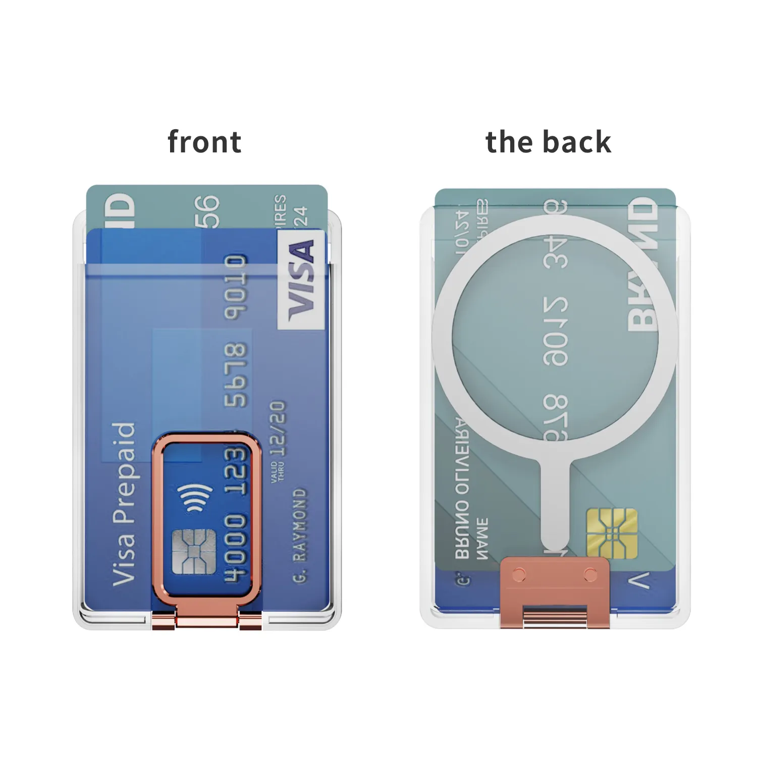 Transparante Doorzichtige Magnetische Kaarthouder Telefoon Terug Portemonnee Voor Iphone 12 13 14 15 Met Onzichtbare Ringhouder