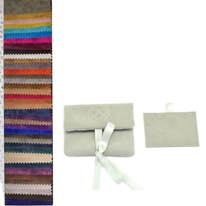 Pochette à bijoux en velours avec logo personnalisé, faible MOQ, pochette d'emballage en daim avec rembourrage, fabriquée en Chine - Product Image 5