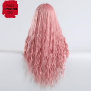 African American Lolita Cosplay Onda di Acqua Resistente Al Calore Dei Capelli Ondulati Sintetico Lunga Parrucca <span class=keywords><strong>Rosa</strong></span> <span class=keywords><strong>Parrucche</strong></span> Con La Frangetta - Product Image 4