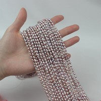 Perles d'eau douce naturelles Odin 3-4mm de qualité AA/AAA, couleur rose agréable, forme pomme de terre, stock en gros, perles cultivées semi-finies