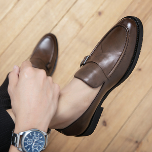 Zapatos de <span class=keywords><strong>Hombre</strong></span> de Diseño Clásico, de Piel Sintética, con Correa de Monje, Resistentes al Desgaste, Forro Transpirable, Calzado Formal para Oficina - Product Image 3