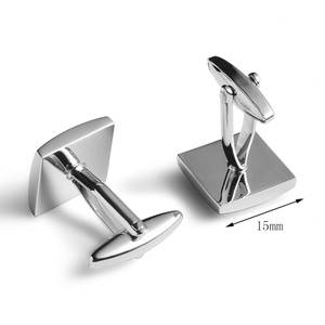 Boutons de manchette en métal de style français, col à revers, tendance, forme carrée, couleur noire - Product Image 5