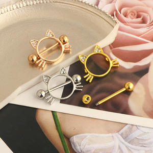 <span class=keywords><strong>Piercing</strong></span> para pezón de gato para mujer, anillo para pezón de cristal de acero inoxidable, para pecho <span class=keywords><strong>Piercing</strong></span>, joyería decorativa para el pecho - Product Image 5