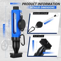 Brosse de nettoyage pour clubs de golf, accessoires de nettoyage pour clubs de golf et nettoyeur de rainures avec mousqueton rétractable