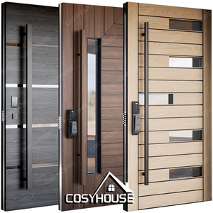 Portes d'entrée extérieures contemporaines Aluminium Bois Cadre en acier Pivot Sécurité Portes d'entrée pour maison et villa - Product Image 2