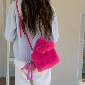 Bolso de Peluche con Forma de Monstruo, Color Rojo Rosa, con Cierre Magnético, para Uso Diario - Product Image 3