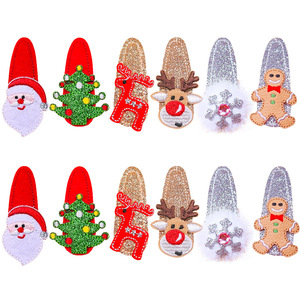 Barrettes à cheveux scintillantes pour enfants, thème Noël : Père Noël, rennes, sapin, pain d'épices – Accessoires de fête pour les fêtes de fin d'année - Product Image 5