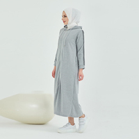Robe Abaya de style sportif pour femmes musulmanes, de haute qualité, couleur unie, douce, manches longues, fermeture éclair sur le devant, grande taille, Jubah Turquie