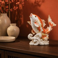 Sculpture de carpes sauteuses du Nouvel An chinois sur base ondulée, sur mesure, service de fabrication OEM pour projet de cadeau de fête