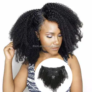 Clip de cabello humano rizado Afro Kinky en extensiones 100% clips de cabello humano extensiones de clip de cabello rizado ins extensiones