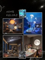 Projecteur LED USB 12-en-1 avec 3 diapositives, carrousel, ciel étoilé, Lune, Terre, Saturne, galaxie, lumière de nuit romantique
