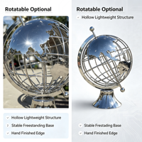 Sculpture de globe en acier inoxydable, carte du monde creuse, statue sphérique en métal pour villa, jardin, hall d'hôtel, place de ville, ornement de monument