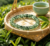 Bracelet tendance en perles facettées de cristal vert naturel et strass, texture glacée, bijou unisexe, cadeau