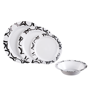 Vaisselle ronde moderne élégante de timbre chaud jetable résistant ensemble d'assiettes en plastique pour la partie