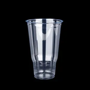 LOKYO批发外卖一次性泡泡茶12 16 32盎司透明塑料平盖宠物杯