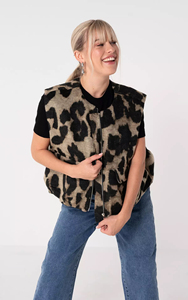<span class=keywords><strong>Chaleco</strong></span> de <span class=keywords><strong>Piel</strong></span> Sintética con Estampado de Leopardo <span class=keywords><strong>Beige</strong></span> Personalizado para Mujer |   <span class=keywords><strong>Chaleco</strong></span> con Cierre y Bolsillos para Otoño, Estilo Vintage Informal - Product Image 5