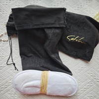 Sac à chaussures de luxe en velours doux imprimé avec logo personnalisé, sac cadeau à anneau unique, sac de rangement souple pour lingerie et accessoires capillaires