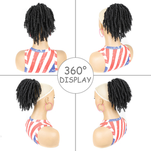 Synthétique court Dreadlock bouclés cordon <span class=keywords><strong>de</strong></span> serrage <span class=keywords><strong>queue</strong></span> <span class=keywords><strong>de</strong></span> <span class=keywords><strong>cheval</strong></span> Extension Afro postiche doux naturel Look pour les femmes usage quotidien - Product Image 4