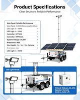 Tour d'éclairage solaire pliable pour véhicule avec mât télescopique et lumières LED haute puissance pour l'utilisation dans les jardins et sur les routes dans les zones isolées