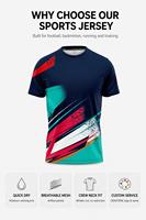Kaos Olahraga Sublimasi Cepat Kering Custom, Kaos Latihan Tim Bernapas dengan Kerah Bulat dan Garis Sikat