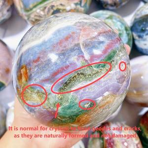 Sphère de pendule en cristal naturel de 7-10 cm, pierres brutes de jade et cristaux de guérison, sphère de jaspe océanique - Product Image 5