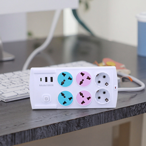 Estándar británico Europeo Americano blanco con interruptor principal de orificio 2USB + 1 toma de corriente neutra tipo C - Product Image 2