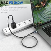 Câble USB C vers Type C Thunderbolt 3 40 Gbps 8K 60Hz Type-C USB 4.0 PD 240W Câble de charge rapide Prise en charge de la transmission audio et vidéo 4