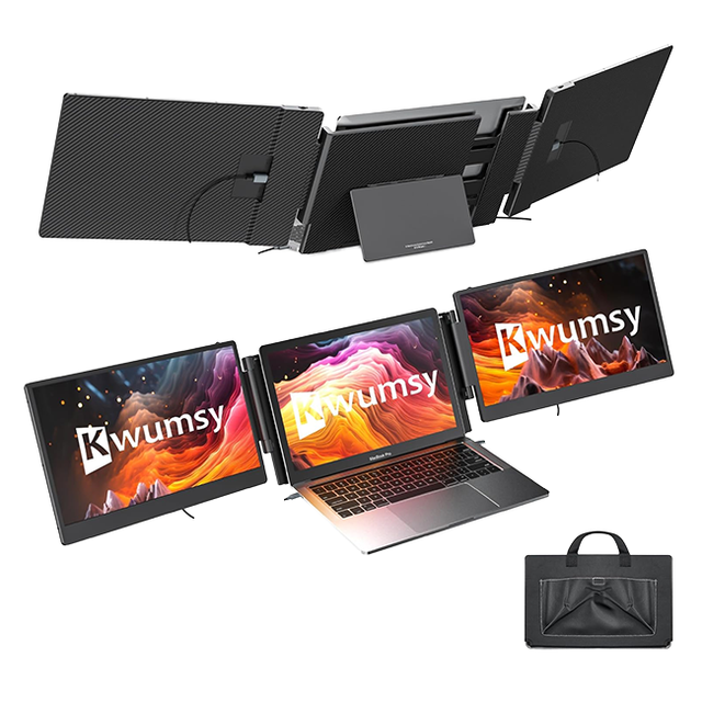 14\" FHD 1080P IPS Dual Screen Laptop with Built-In Stand Plug and Play USB Interface Triple Screen for 13-17\" Laptop Build