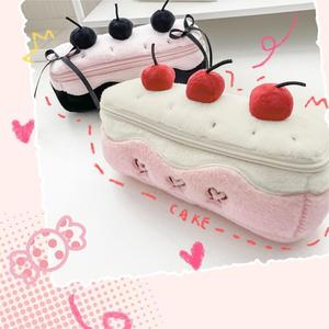 กระเป๋าแต่งหน้าเค้กรูปเชอร์รี่น่ารัก, กระเป๋าใส่เครื่องเขียนของเด็กผู้หญิงมีซิปปิดแฟชั่นกระเป๋าใส่ดินสอสำหรับนักเรียนกระเป๋าผ้ากำมะหยี่ - Product Image 6