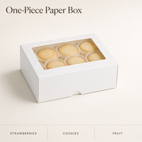 Witte papieren taartdoos met transparant venster, één geheel, voor bakkerij, fruit, cadeauverpakking