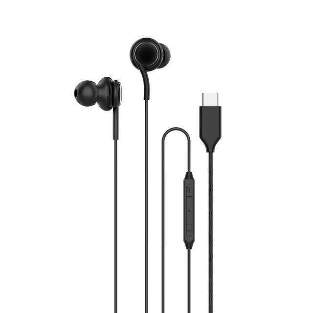 YooKiE ETL02 Type-C Digital Earphones 14mm HIFI Stereo Semi-In Ear 3-Button Control 1.2M TPE Cable Wired Music Headphones