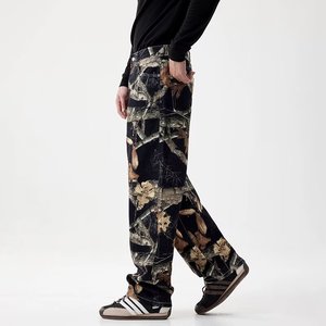 Pantalones vaqueros <span class=keywords><strong>de</strong></span> retazos lavados <span class=keywords><strong>de</strong></span> calle alta americana para hombre, pantalones <span class=keywords><strong>de</strong></span> trabajo <span class=keywords><strong>de</strong></span> mezclilla con estampado <span class=keywords><strong>de</strong></span> árbol <span class=keywords><strong>de</strong></span> camuflaje holgados - Product Image 2
