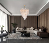 Lustre moderne de luxe à étages en verre texturé, suspension haut de gamme pour hall de villa, hall d'hôtel, grand espace de vie