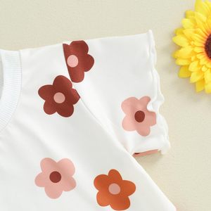Tenues d'été pour bébés filles, ensemble mignon avec t-shirts à manches courtes à volants et shorts floraux, ensemble de vêtements 2 pièces - Product Image 3