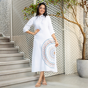 Vestido Maxi de Polilino Blanco Premium, Duradero y de Alta Calidad, con Bordado, Casual para Mujer, al por Mayor - Product Image 6