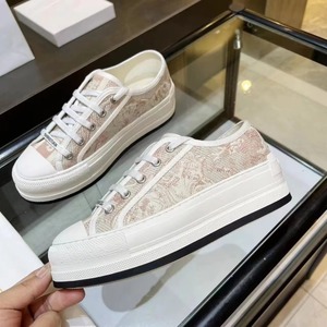 Baskets en toile à semelle épaisse brodées de la marque D-Brand, de luxe et de créateur, mocassins décontractés à imprimé lettres, chaussures de skate style preppy en peau de mouton - Product Image 2