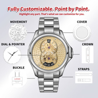 Montres personnalisées OEM avec logo, montre mécanique à heures sautillantes unique, automatique, en acier inoxydable 316L, saphir lumineux
