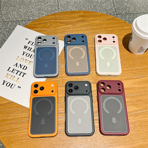 Coque de téléphone magnétique rafraîchissante en nid d'abeille pour l'été, pour iPhone 17 16 15 14 Pro Max, avec dos ventilé texturé ombré et respirant - Product Image 5