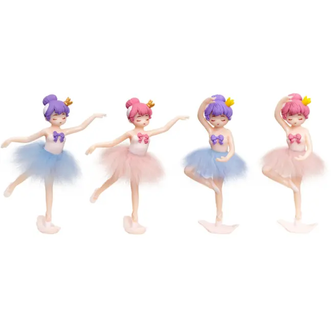 Miniature terrarium collection bleu rose couleur danse ballet fille figure PVC statue pour boîtes à musique gâteau topper voiture décor à la maison