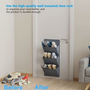 Wall Mounted Hanging Organizer 2 Pack <b>Shoes</b> Rack Store Pairs of Plus-Size Sneakers Boots <b>Shoes</b> Holder Door <b>Shoe</b> Hangers - Product Image 2
