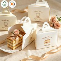 Boîte à gâteau triangulaire personnalisée, écologique, recyclable, imperméable, en papier alimentaire, avec poignée, pour mousse individuelle, pâtisserie, boulangerie